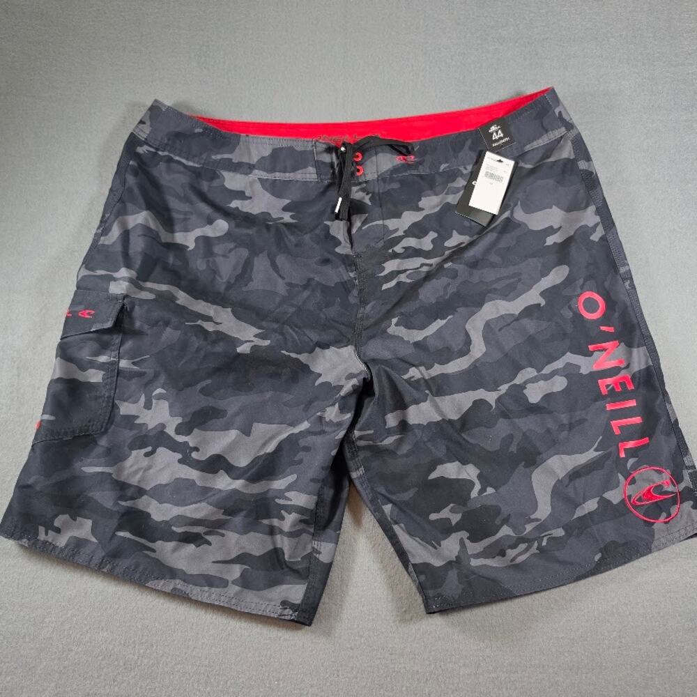 NWT O'Neill Santa Cruz Printed 2.0 Boardshorts Mens 44 Gray Camo Swim Trunks